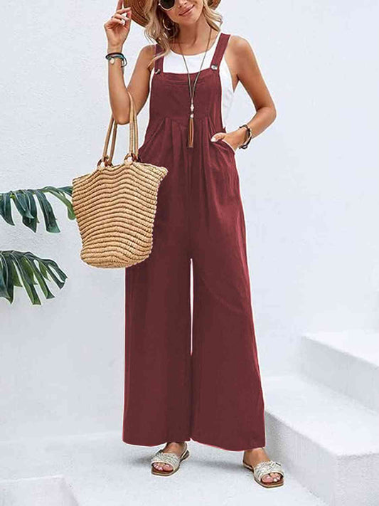 Full Size Wide Leg Overalls with Pockets - Kyublis DZigns