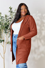 Basic Bae Full Size Hooded Sweater Cardigan - Kyublis DZigns