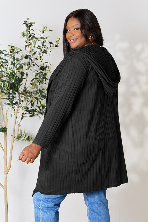 Basic Bae Full Size Hooded Sweater Cardigan - Kyublis DZigns