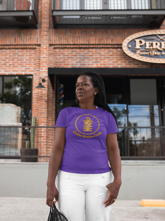 Golden Wisdom Circle  - Missy Fit Sexy Bling Crew Tee