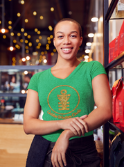 Golden Wisdom Circle - V-Neck - Missy Fit  Bling Tees